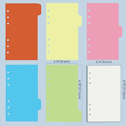 Harphia A6 6 Holes Binder Refill Value Set, 90sheets Plain Blank Loose Leaf Paper with Stickers and dividers, Planner Inserts with Binder Pockets for A6 Binder 6 Holes refillable Notebook,005dA6blank - color: Blank Paper Set, size: A6