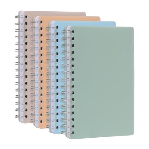 Oxford Poly Spiral Notebooks, Small 5.7 x 8.5" Book, Thick Poly Cover, White Paper, College Rule, 80 Sheets/160 Pages, Neutral Colors, 4 Pack (69721)