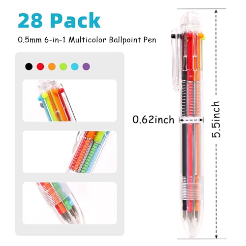 DAIKOYE Ballpoint Pens 24 PCS 0.5mm 6-in-1 Multicolor Ballpoint Pens School Supplies Birthday Party Favors Gifts for Students