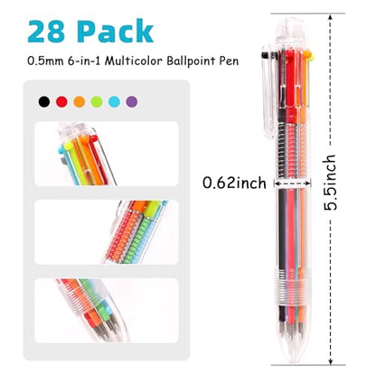 DAIKOYE Ballpoint Pens 24 PCS 0.5mm 6-in-1 Multicolor Ballpoint Pens School Supplies Birthday Party Favors Gifts for Students