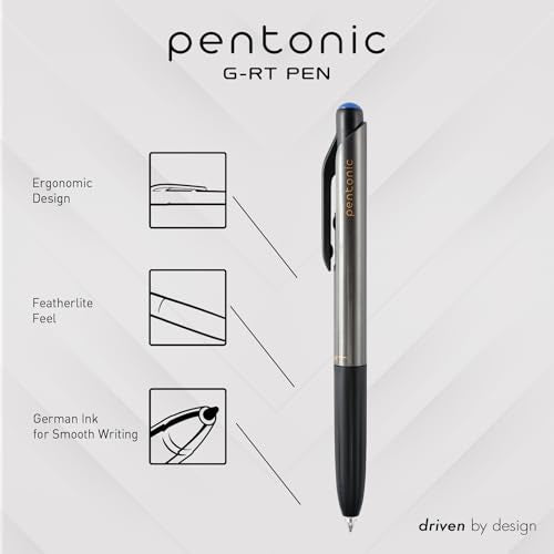 Pentonic G-RT Retractable Gel Pens, 10 Count, Blue Ink, 0.7 mm Fine Point, Smooth Writing For Journaling, Note Taking, Office & School (1002361) - color: Blue, size: 1 Count (Pack of 10)