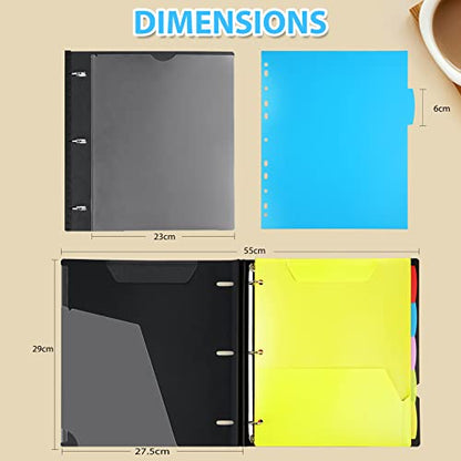 WOT I 2-Pack Telescoping 3 Ring Binder Notebooks - Customizable Cover, 5 Dividers & Pocket Folder in One Slim Organizer (60 Sheets Included), Black - color: Black, size: 2 Pack