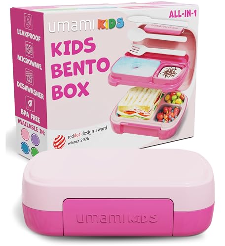 Umami All-in-1 Bento Box for Kids, Ice-pack & Utensils Included, 100% Leakproof & BPA free, Parents' favorite Lunch Box Kids (Candy Pink, 23 oz) - color: Pink, size: 23 oz