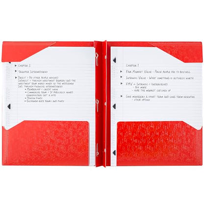 Five Star 2-Pocket Folder, Plastic Folder with Stay-Put Tabs and Prong Fasteners, Holds 8-1/2" x 11" Paper, Fire Red (72109) - color: Red, size: 1 Count (Pack of 1)