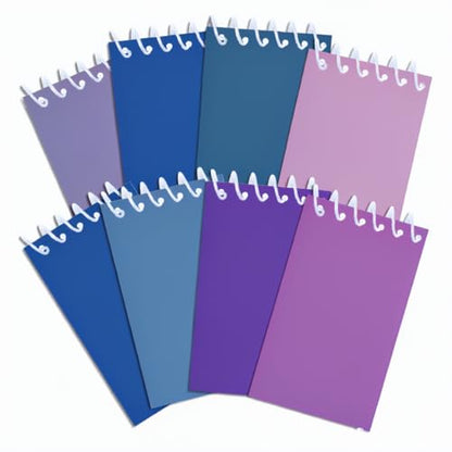 8 Pack Blue Purple Tone Spiral Notebooks, Mini Pocket Notepads, Solid Color Aesthetic Notebooks for School, Office, Journaling, Gifts