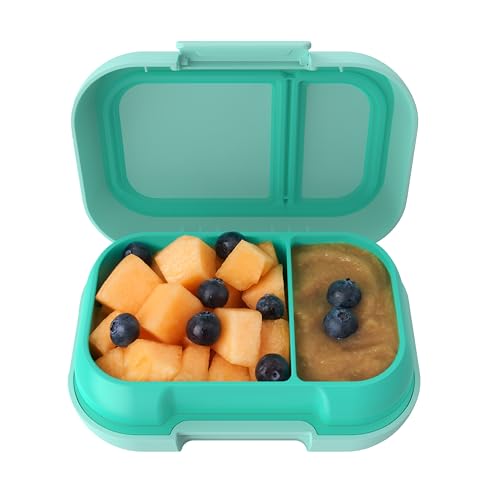 Bentgo Kids Snack Leak-Proof 2 Compartment Bento-Style Container | For Snacks & Small Meals, Easy-Open Latch, Dishwasher Safe, BPA-Free for School, Daycare, & Sports, Ages 3+ (Aqua) - color: Aqua