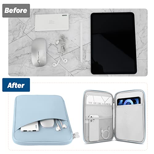 MoKo 9-11 Inch Tablet Sleeve Bag Carrying Case with Accessory Pocket | Fits iPad Air 11-inch M4, iPad Pro 11-inch M5, iPad A16 11-inch, iPad 10/9/8/7th and Tab S9/S8 11-inch, Misty Blue - color: Misty Blue, size: 9-11 Inch