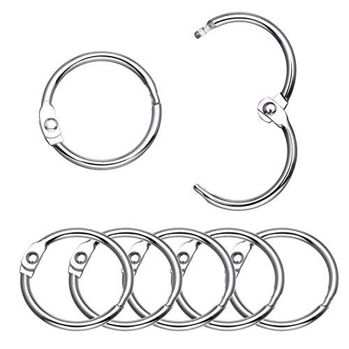 Antner 100Pcs Loose Leaf Binder Rings, 0.75" Diameter, Nickel Plated Metal Book Paper Rings Clips Keychain Keyrings for Index Cards, Flashcards, Notebooks, Photos, Scrapbooks, Home Office Supplies - size: 0.75 Inch-100 Pieces