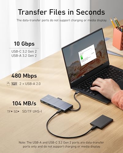 Anker USB-C Hub, 11-in-1 Docking Station Dual Monitor with 4K HDMI and DP | 1 USB-C and 1 USB-A 10Gbps Data Ports, 2 USB 2.0 Data Ports, 4K HDMI and DisplayPort, 85W Max PD, Ethernet, for XPS and More