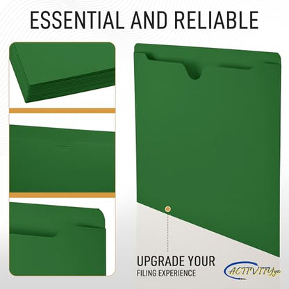 Green File Jackets, Flat-No Expansion, Letter Size, Reinforced Straight-Cut Tab, 10 Pack - color: Green