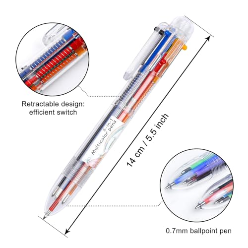 Shuttle Art Multicolor Pens, 23 Pack 6-in-1 0.7mm Retractable Ballpoint Pens for Office School Supplies Students Children Gift