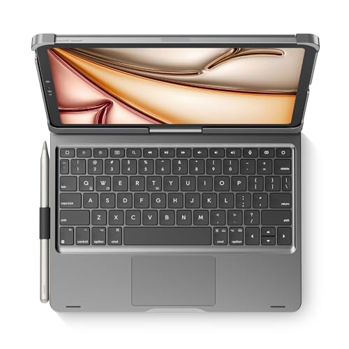 edaiser Swivel Keyboard Case for iPad Air 11" & 4th 5th Gen, Pro 11" Gray | 360° Rotatable Cover with Pencil Holder | Trackpad | RGB Backlit | for iPad Air 11" M4 M3 M2, Pro 11" (4th-1st, 2018-2022) - color: Space Gray, size: iPad Air(11"/4th/5th)&Pro 11"