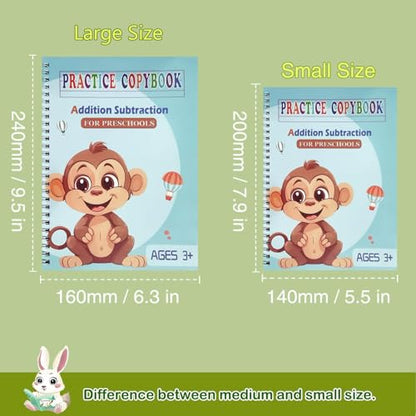 Reusable Grooved Handwriting Workbooks,Magic Copybook,Magic Writing Practice Copy Books, to Help Children Improve Their Handwriting Ink Practice Age 3-8 Calligraphy for Kids(5-Book Gift Set) - size: Large-(9.5in×6.3in)