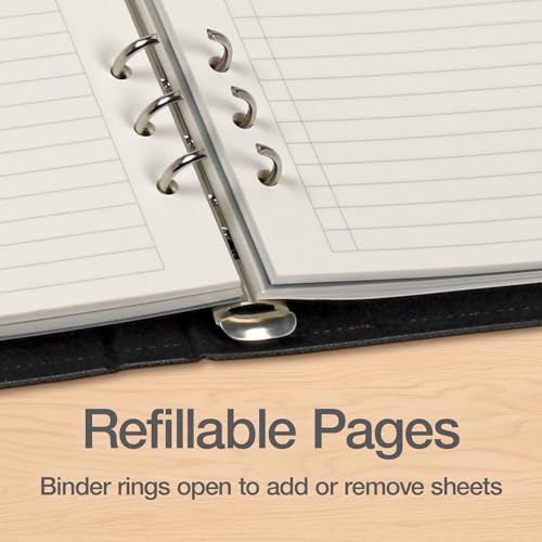 Oxford 6-Ring Professional Notebook, 7 x 9 Inch, Refillable Notebook, Writing Journal, Ivory Paper, 100 Sheets, Black Faux Leather Cover (90004) - size: Black