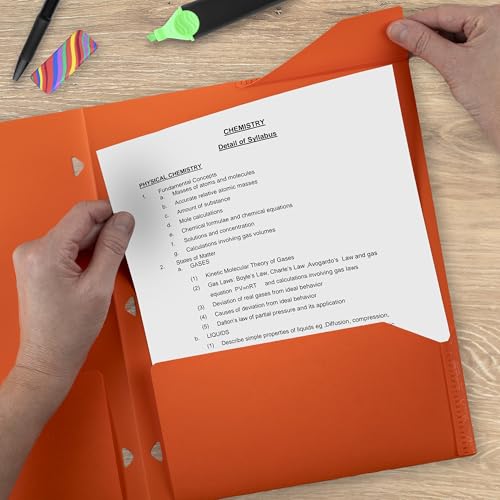 Five Star 2-Pocket Folder, Plastic Folder with Stay-Put Tabs, Fits 3-Ring Binder, Holds 8-1/2" x 11" Paper, Solar Orange (333420N) - color: Solar Orange
