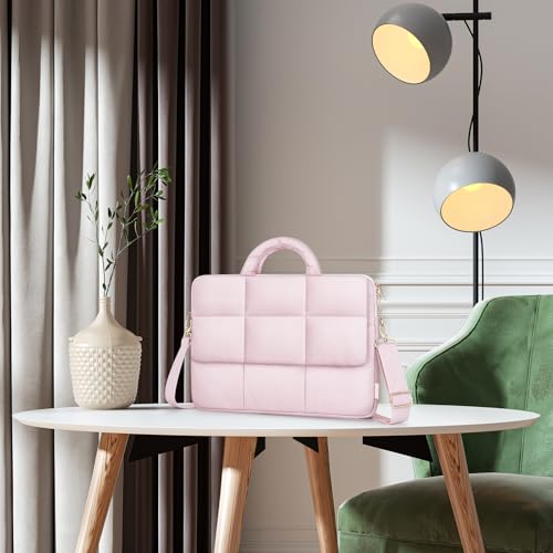 MOSISO Laptop Bag for Women, Computer Bags, Puffy Laptop Sleeve Bag with Trolley Sleeve