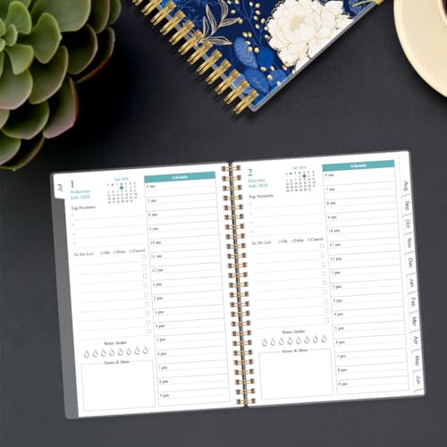 Daily Planner 2026-2027 Full Page Per Day- 2026-2027 Daily & Monthly Planner from July 2026 to June 2027, Day Planner 2026-27 with 12 Months Tabs, 6.4" x 8.5", Pink Flowers - color: Pink Flowers, size: 6.4" x 8.5"