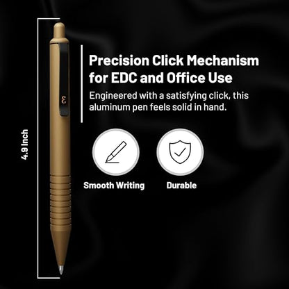 Everyman Military Super Matte Mini Click Pen | Compact Refillable 0.7mm Gel Pen with Premium Grip | Pocket-Size Metal EDC Pen for Travel, Office, Journaling & Everyday Writing - color: Military, style: Mini Click