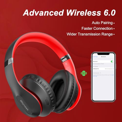 Wireless Bluetooth Headphones Over Ear 65H Playtime HiFi Stereo Headset with Microphone and 6EQ Modes Foldable Bluetooth 6.0 Headphones for Travel Smartphone Computer Laptop - color: Black