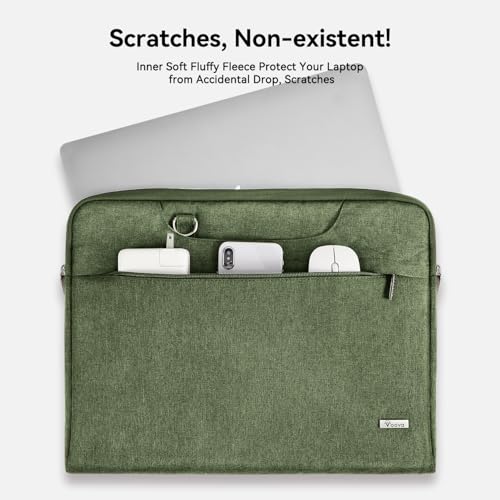 Voova Laptop Bag 15.6 Inch, Waterproof Computer Sleeve Carrying Case with Shoulder Straps & Handle Compatible with Macbook Air 15 M2/M3/M4, MacBook Pro 15/16, 15-16 Inch Hp Dell Lenovo, Army Green - color: Army Green, size: 14-15.6In & 2019 New Macbook Pr