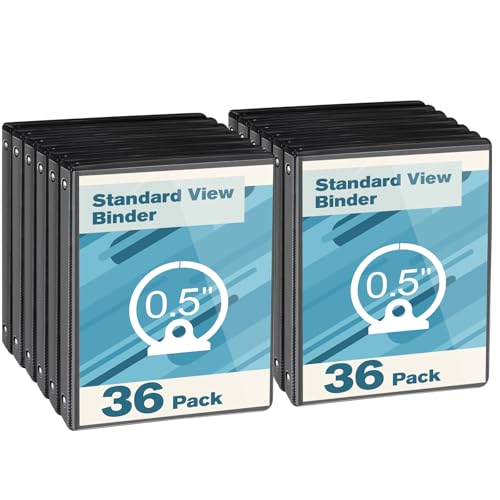 CIXILDTS 0.5-inch Round Ring Binder, Durable 1/2" 3 Ring Binder Fit Letter Size Paper, Black, 36-Pack - color: Black, size: 0.5", style: 36-Pack