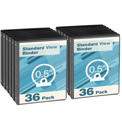 CIXILDTS 0.5-inch Round Ring Binder, Durable 1/2" 3 Ring Binder Fit Letter Size Paper, Black, 36-Pack - color: Black, size: 0.5", style: 36-Pack