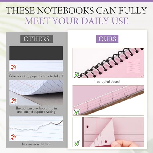 MotiMind 10 Pack 8.5" x 11" Top Spiral Notebook with 3 Hole Punched Legal Pads College Ruled Notepad 50 Sheets Hard Cardboard Paper Wirebound Notepad for Office School Business(Pink, Blue, Purple) - color: Pink, Blue, Purple