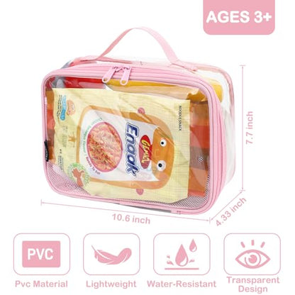 FlowFly Kids Lunch box Insulated Soft Bag Mini Cooler Back to School Thermal Meal Tote Kit for Girls, Boys,ClearPink - color: ClearPink
