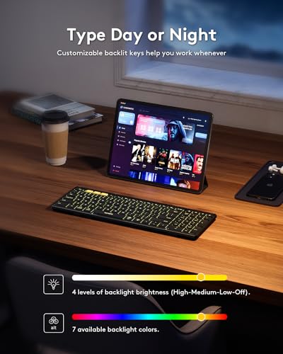 Samsers Foldable Bluetooth Keyboard with Numeric Keypad, Full-Size Backlit Folding Keyboards with Backlight, Portable Travel for iOS Android Windows Mac OS, Support 3 Device(BT5.1 x 3), Black