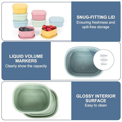 8 pcs 10 oz Silicone Snack Containers for Kids Small Food Containers with Lids, Fruit Container for Lunch, Stackable Lunch Container for Kids, Daycare, School and Travel - size: 10oz-8pcs