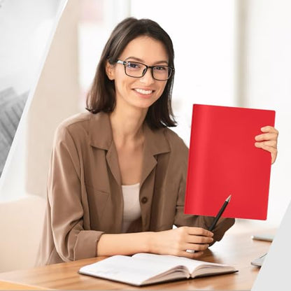 Yeaqee 60 Pcs Red Plastic Folders with Pockets and Prongs Plastic Folder 2 Pockets 3 Prongs with Card Slot for Office, School for Students, Teachers, Office Workers - color: Red