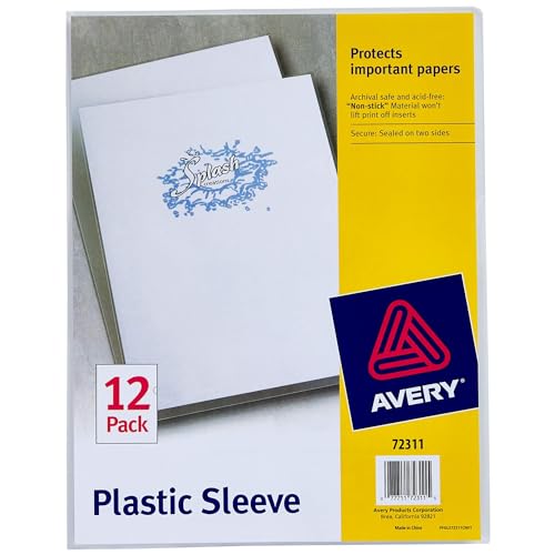 Avery Plastic Document Sleeves, Holds up to 20 Sheets, 12 Clear Sleeves (72311)