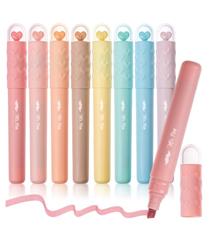 Mr. Pen- Aesthetic Highlighters, 8 pcs, Vintage Pastels Colors | Cute Highlighters Assorted Colors for Journaling, Highlighting, Underlining, Fast Dry, Back to School Supplies