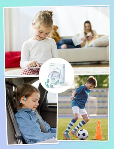 iClever Kids Headphones, Bluetooth 5.4 Air Conduction Open Ear Headphones, Safe Volume 74&85 dBA, Clear Audio, 360° Bending, Ultra-Light Comfortable Kids Wireless Headphones for iPad/Travel/Sports - color: A-Purple