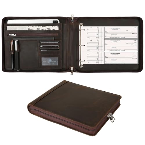 Personalized 3 Ring Check Binder, Engraved Business Checkbook Holder, Zippered for 3 & 9 Holes Checks, 3 on a Page, Dark Khaki - Custom - color: Dark Khaki-2, size: Custom