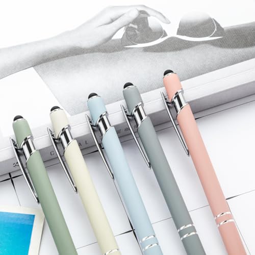 PASISIBICK 8 Pieces Ballpoint Pens, 2-in-1 Stylus Tip Retractable Ballpoint Pen, Metal Stylus Pen for Touch Screens, 1.0 mm Black Ink - color: 8 Pieces Ballpoint Pens-3