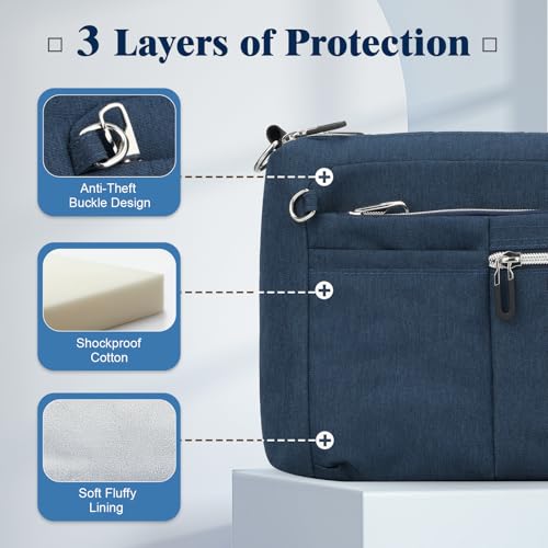 TiMOVO 9-11" Anti-Theft Tablet Sleeve with Strap for iPad, Indigo | Anti-Theft Design Tablet Bag with Shoulder Strap, Fits iPad 10.9"/10.2", Air 11/5th/4th Gen 10.9", Galaxy Tab A9+ 11" - color: Indigo