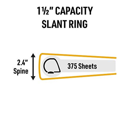 Avery UltraDuty SDS Binder with Chain, 1.5 Inch Slant Rings, Yellow/Red 3 Ring Binder (77711) - size: 1.5", style: Ultra-Duty