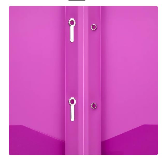 LLC Office Products Plastic Folders with 2 Pockets, Letter Size Poly Folders with 3 Metal Prongs Fastener Clips, (Purple) - color: Purple