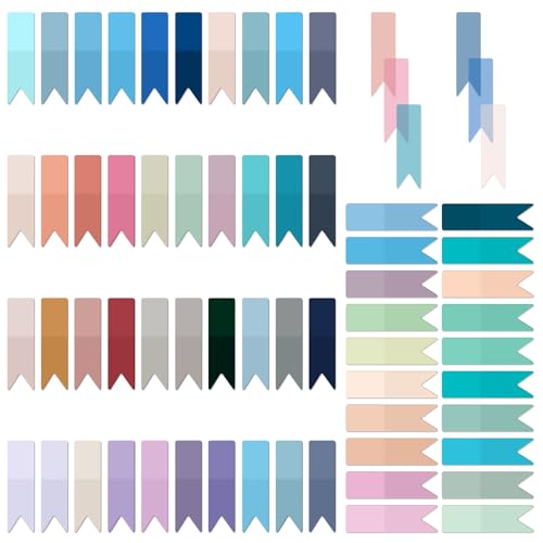 Temiary 1200 Pcs Transparent Sticky Index Tab for Bible Annotating, Vintage | Translucent Page Markers Morandi Arrow Flag Tab for Bookmarks Bible Tabs Notebook School Supplies - color: Vintage