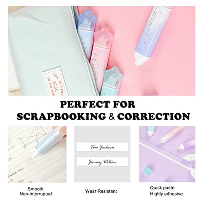 2 in 1 Correction Tape and Double Sided Tape Roller, Cute Quick Dry Japan Correction Tape, with Adhesive Tape Runner,for School Office supplies - style: BP-04