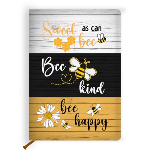 Lovdazzles Pretty Leather Lined Journal Bee Notebooks 200 Pages A5 Ruled Journaling Notebooks, Cute Notebook for Writing Travel Business Office, Cute Notebook for Women (5.8 x 8.3) - color: Multi 1728