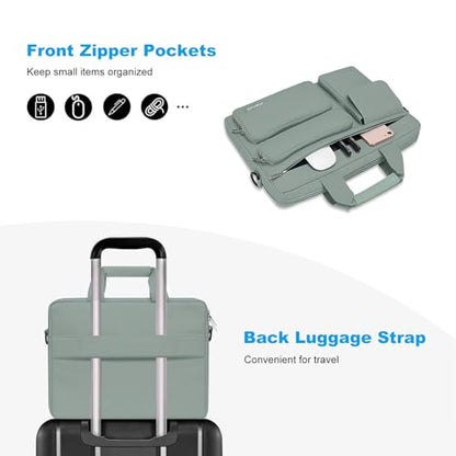 MOSISO Laptop Shoulder Bag 15.6 inch, 15-15.6 inch Computer Bag | Compatible with MacBook Pro 16 inch, HP, Dell, Lenovo with 2 Raised&1 Flapover&1 Horizontal Pocket&Handle&Belt, Antique Green - color: Antique Green, size: 16 inch