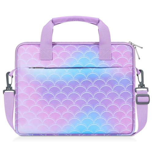 MoKo 10-12.5 Inch Kids Tablet Sleeve Carrying Case for Fire HD 10 13th/11th Gen, Fire HD 8/7 Kids 2022, Tablet Bag with Shoulder Strap for 10/10.1" Android 12/13, Rainbow & Unicorn, Mermaid-Purple - color: Mermaid-purple, style: 12.5 Inch