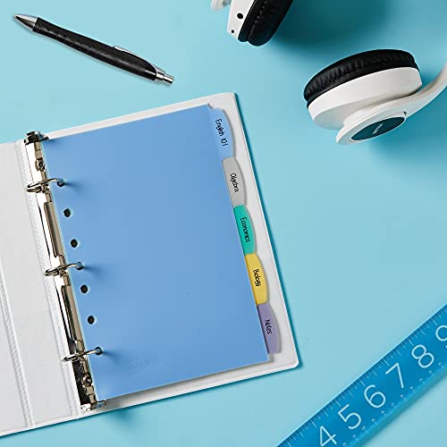 Avery Write & Erase Durable Plastic Mini Dividers for 3 Ring Binders and 7-Ring Binders, 5.5" x 8.5", 5-Tab Set, Multicolor, 1 Set (16180)