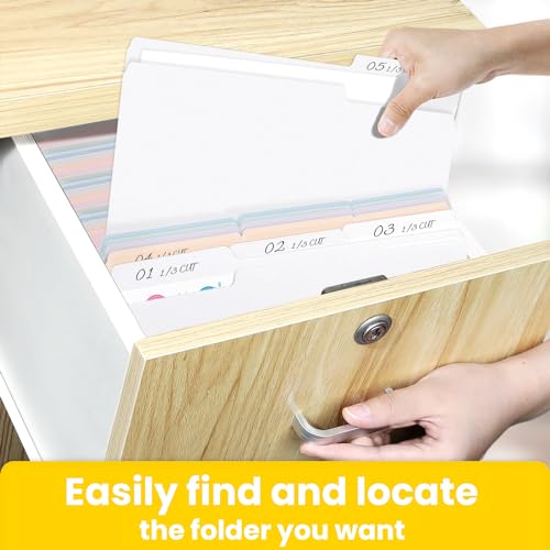 SUNEE File Folders, 18 Pack Manilla Folders 8.5 x 11, 1/3 Cut Tab for Easy Labeling and Organization, Durable Standard Paper for Home, Office, School Filing, White - color: White