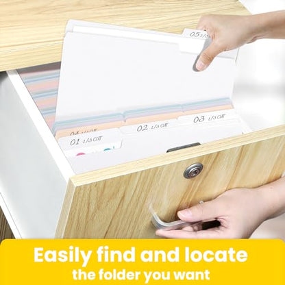 SUNEE File Folders, 18 Pack Manilla Folders 8.5 x 11, 1/3 Cut Tab for Easy Labeling and Organization, Durable Standard Paper for Home, Office, School Filing, White - color: White