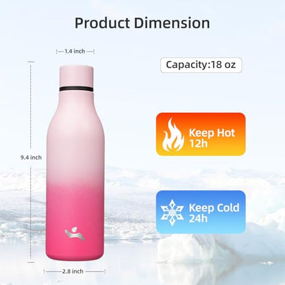 Konokyo Insulated Water Bottle with Strap,18 oz Double Wall Stainless Steel Vacuum Bottles Metal Water Flask,Cherry - color: Cherry, size: 18 Ounces