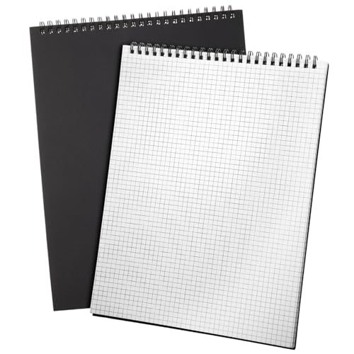 Engrowtic 2 Pack Top Spiral Graph Paper Notebooks 8.7 X11.4 Inch A4 Grid Paper Notepad 70 Sheet Memo Steno Pad for Engineering Writing Sketching Drawing School Office Supplies (Black) - color: Black