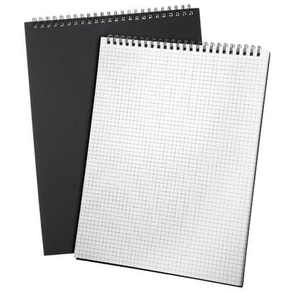 Engrowtic 2 Pack Top Spiral Graph Paper Notebooks 8.7 X11.4 Inch A4 Grid Paper Notepad 70 Sheet Memo Steno Pad for Engineering Writing Sketching Drawing School Office Supplies (Black) - color: Black